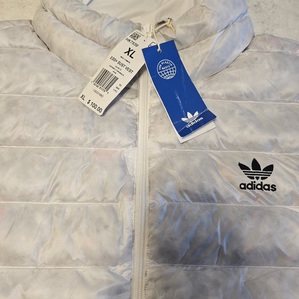 adidas White Puffer Vest